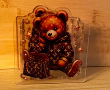 Load image into Gallery viewer, Love Brown Bear with Purse - Acrylic Pen/Pencil/Brush Holder
