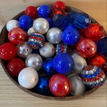 Load image into Gallery viewer, 20mm Assorted Red, White &amp; Blue Beads - 5 Count
