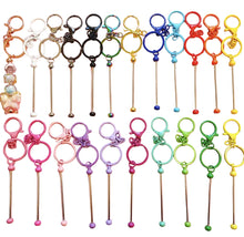Load image into Gallery viewer, Beadable Keychain Bars with Chain -  Many Colors Available
