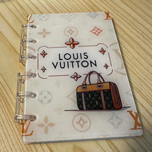 Load image into Gallery viewer, Designer inspired Acrylic Loose-leaf Cover Notebook Plastic Binder - Love Tan with Purse
