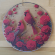 Load image into Gallery viewer, Acrylic Suncatcher with Chain - Medium - Cardinals with Roses
