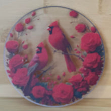 Load image into Gallery viewer, Acrylic Suncatcher with Chain - Medium - Cardinals with Roses
