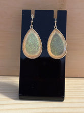 Load image into Gallery viewer, Goldtone &amp; Green Teardrop Earrings

