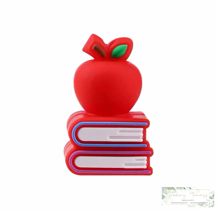 3D Apple & Books Silicone Focal Bead