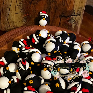 3D Christmas Penguin Silicone Beads