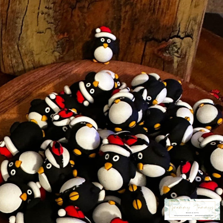 3D Christmas Penguin Silicone Beads