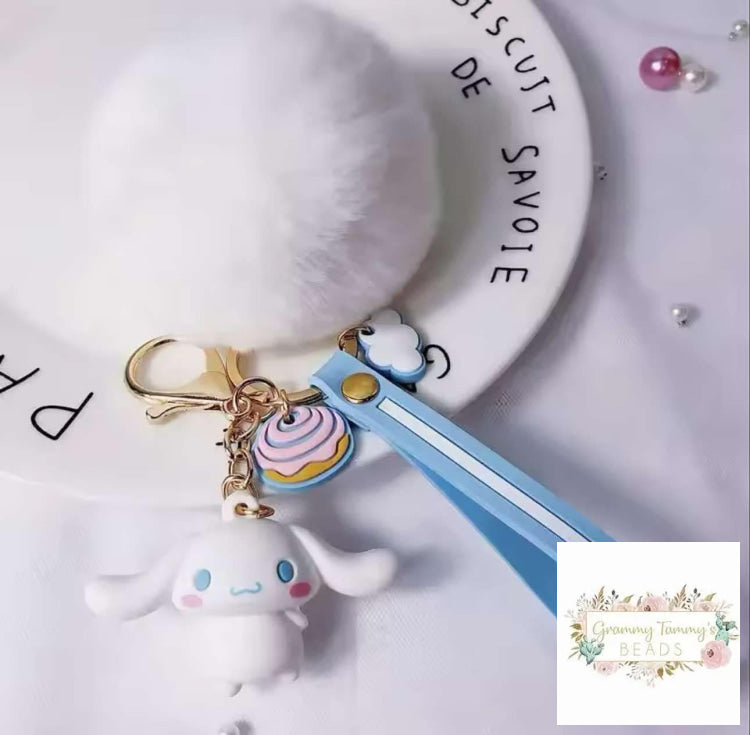 3D Cinna Keychain With Fluffy Pom