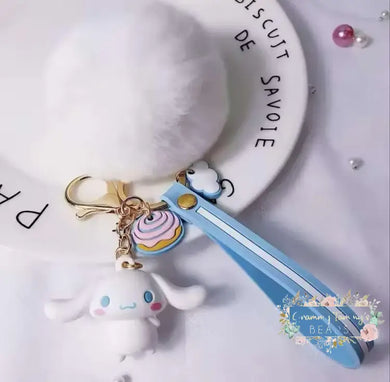 3D Cinna Keychain With Fluffy Pom