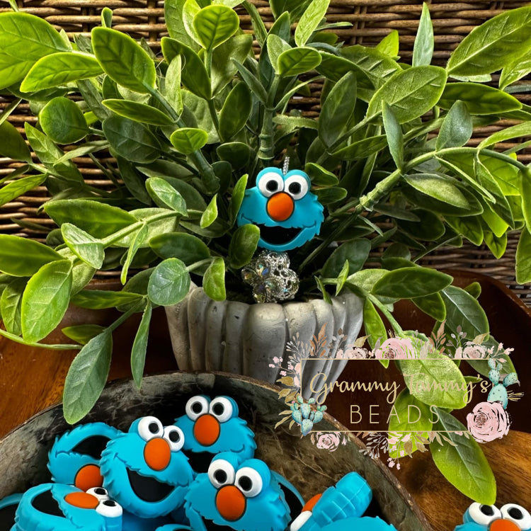 3D Cookie Monster - Blue 1 Count Beads