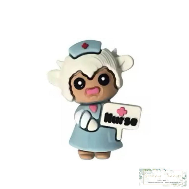 3D Cow Nurse Silicone Focal Bead Beads