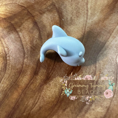 Dolphin Silicone Focal Bead - 3 D Grey Beads