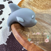 Load image into Gallery viewer, Dolphin Silicone Focal Bead - 3 D Grey Beads
