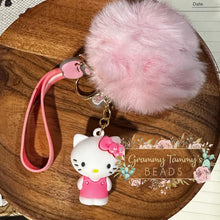 Load image into Gallery viewer, 3D Kitty Cat Keychain With Fluffy Pom
