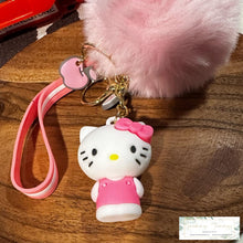 Load image into Gallery viewer, 3D Kitty Cat Keychain With Fluffy Pom
