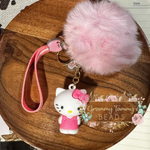 Load image into Gallery viewer, 3D Kitty Cat Keychain With Fluffy Pom
