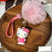 Load image into Gallery viewer, 3D Kitty Cat Keychain With Fluffy Pom
