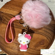 Load image into Gallery viewer, 3D Kitty Cat Keychain With Fluffy Pom
