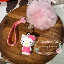 Load image into Gallery viewer, 3D Kitty Cat Keychain With Fluffy Pom
