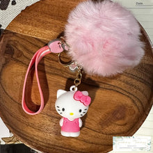 Load image into Gallery viewer, 3D Kitty Cat Keychain With Fluffy Pom
