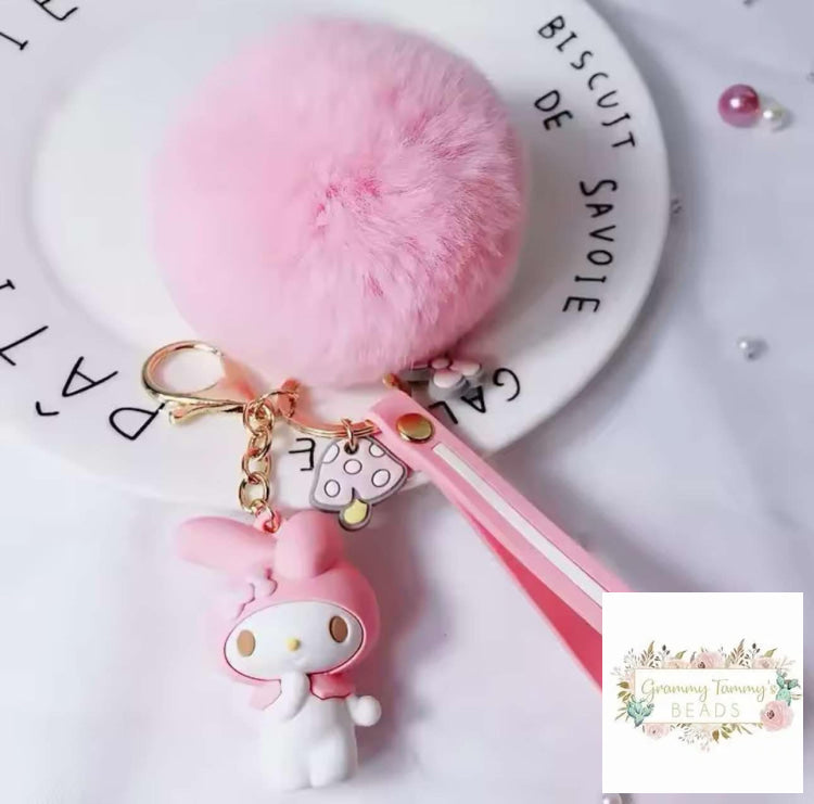 3D Mel Keychain With Fluffy Pom