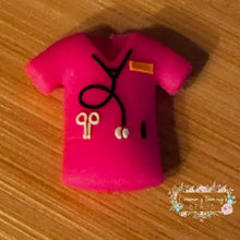 Load image into Gallery viewer, 3D Nurse Shirt Pink - Silicone Focal Bead 3d Silicone Focal Bead
