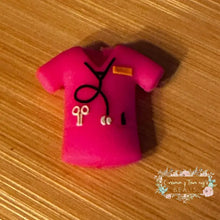 Load image into Gallery viewer, 3D Nurse Shirt Pink - Silicone Focal Bead 3d Silicone Focal Bead
