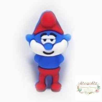 3D Papa Blue Man Silicone Focal Bead Beads