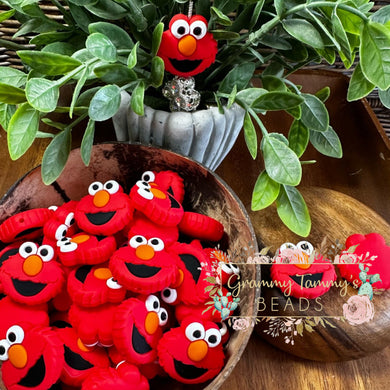 3D Silicone Focal Bead - Cookie Monster Red 1 Count Beads