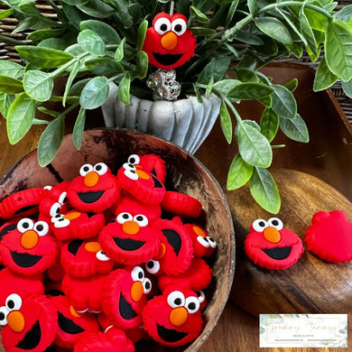 3D Silicone Focal Bead - Cookie Monster Red 1 Count Beads