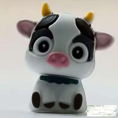 3D Silicone Focal Bead - Cow White 1 Count Beads