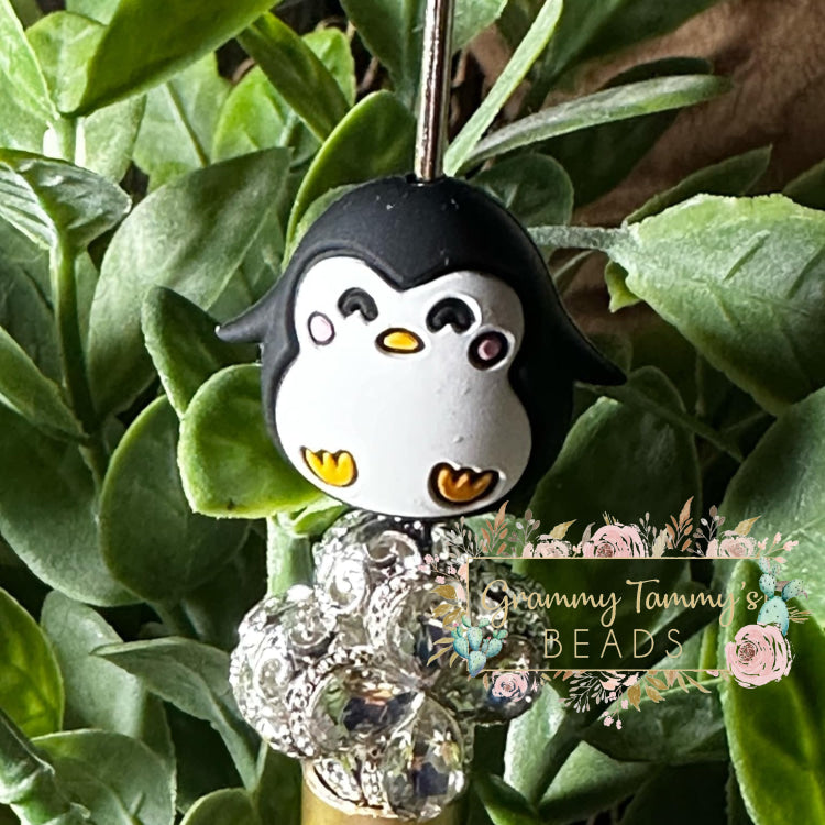 3D Silicone Focal Bead - Penguin 1 Count Beads