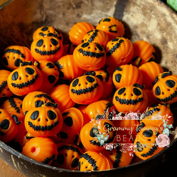 3D Silicone Focal Bead - Pumpkin #1 1 Count Beads