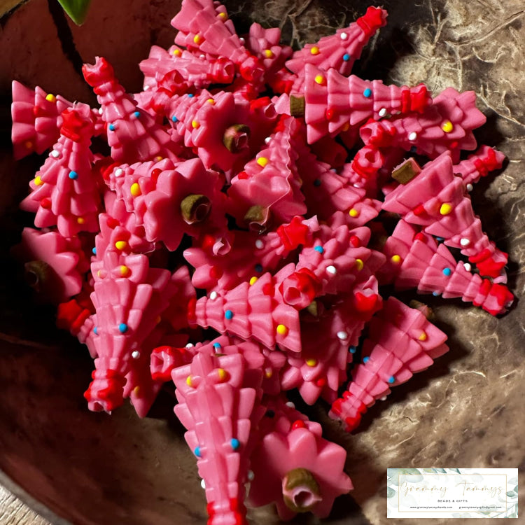 3D Silicone Focal Bead - Tree Pink Beads