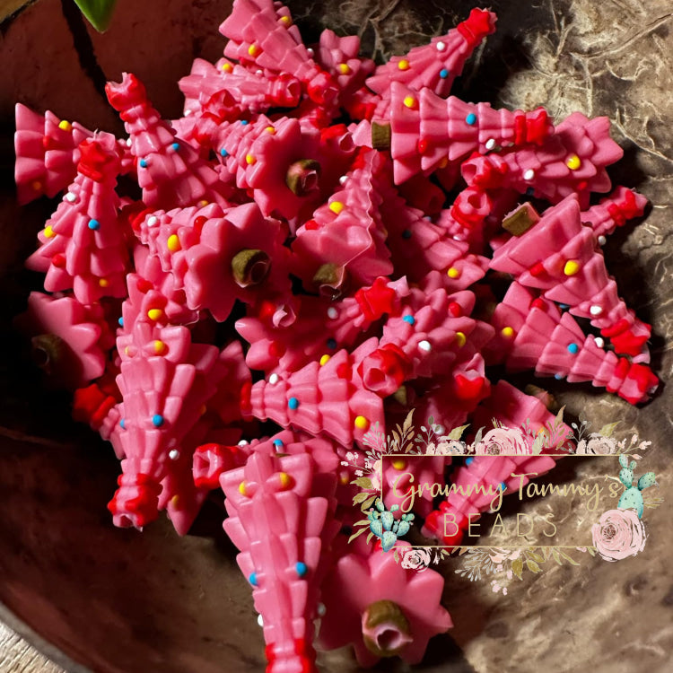 3D Silicone Focal Bead - Tree Pink Beads