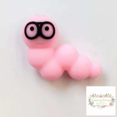 3D Silicone Focal Bead - Worm Pink = 1 Count Beads