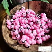 Load image into Gallery viewer, 3D Silicone Focal Bead - Worm Pink = 1 Count Beads
