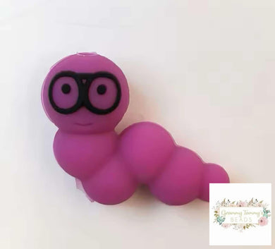 3D Silicone Focal Bead - Worm Purple 1 Count Beads