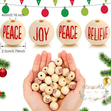 Load image into Gallery viewer, 4 Piece Christmas Wood Bead Wooden Beads
