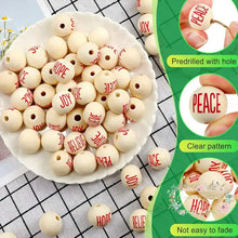 Load image into Gallery viewer, 4 Piece Christmas Wood Bead Wooden Beads

