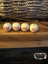 Load image into Gallery viewer, 4 Piece Christmas Wood Bead Wooden Beads
