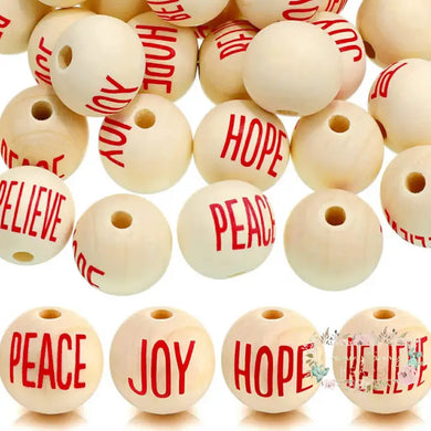 4 Piece Christmas Wood Bead Wooden Beads