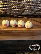 Load image into Gallery viewer, 4 Piece Christmas Wood Bead Wooden Beads
