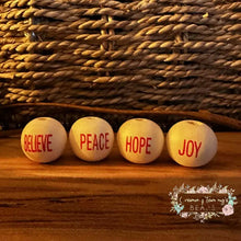Load image into Gallery viewer, 4 Piece Christmas Wood Bead Wooden Beads
