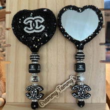 Load image into Gallery viewer, Beadable Rhinestone CiCi Mirror - Black &amp; Silver
