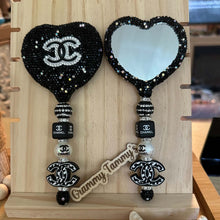 Load image into Gallery viewer, Beaded Rhinestone CiCi Mirror - Black &amp; Silver - Ready Made

