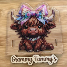 Load image into Gallery viewer, Highland Cow with Bow - Acrylic Pen/Pencil/Brush Holder
