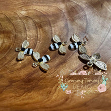 Load image into Gallery viewer, 5 Pcs Golden Enamel Bee Black &amp; White Charms
