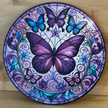 Load image into Gallery viewer, Acrylic Suncatcher with CHain - Large- Purple Butterfly
