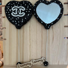 Load image into Gallery viewer, Beadable Rhinestone CiCi Mirror - Black &amp; Silver
