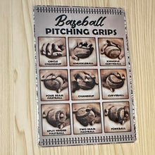 Load image into Gallery viewer, Creative Tin Sign 8X12 - Baseball Pitching Grip - White
